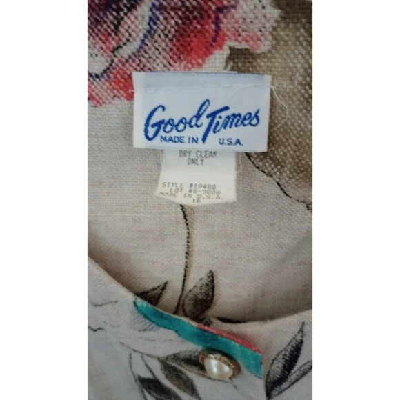 Vtg 80s Good Times Suit Sz 16 2Pc Set Blazer Jacket Floral Skirt USA Grannycore - Picture 2 of 7